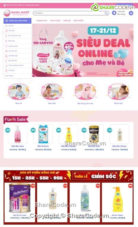 website siêu thị,code bán hàng mẹ và bé,shop mẹ và bé,bán hàng bỉm em bé,sản phẩm em bé,Sharecode website siêu thị mẹ và bé cực đẹp