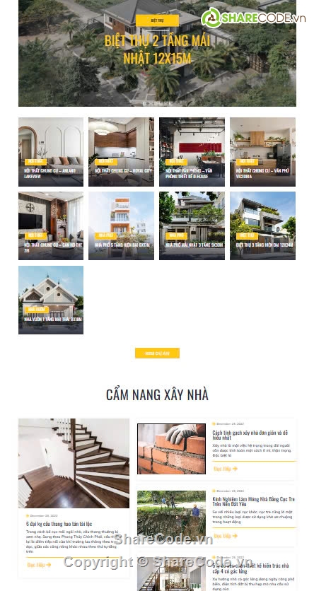 thiết kế nhà,thiết kế và thi công,Sharecode Website Thiết kế thi công nhà cửa