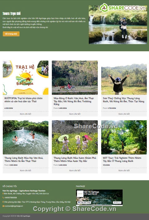 Website du lịch,tour du lịch,du lịch tây bắc,Sharecode,Sharecode Website tour du lịch núi rừng Tây Bắc