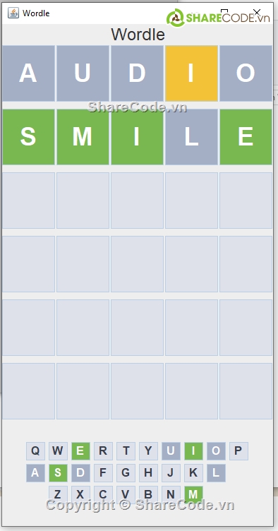 javaswing,wordle,source game,Sharecode Wordle Game