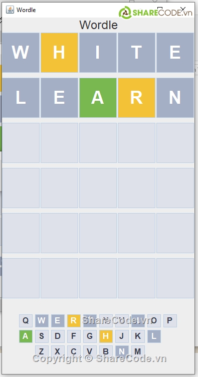 javaswing,wordle,source game,Sharecode Wordle Game