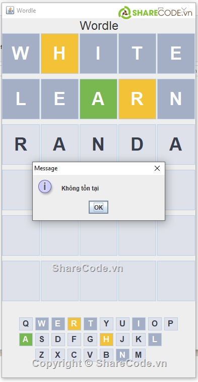 javaswing,wordle,source game,Sharecode Wordle Game