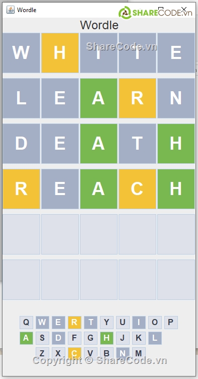 javaswing,wordle,source game,Sharecode Wordle Game