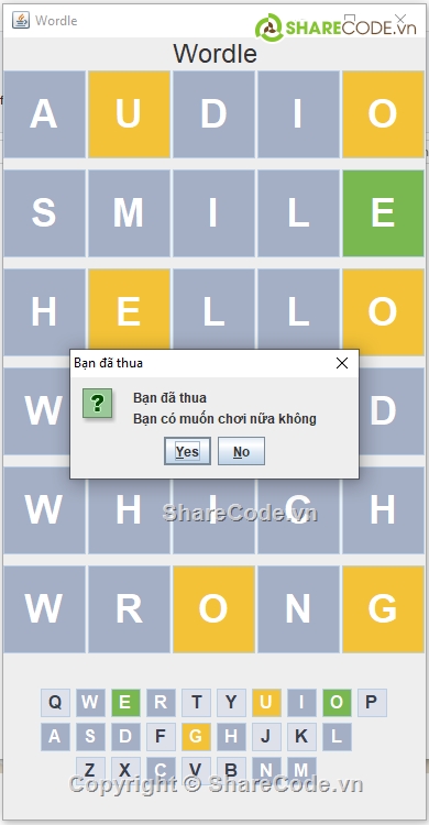 javaswing,wordle,source game,Sharecode Wordle Game
