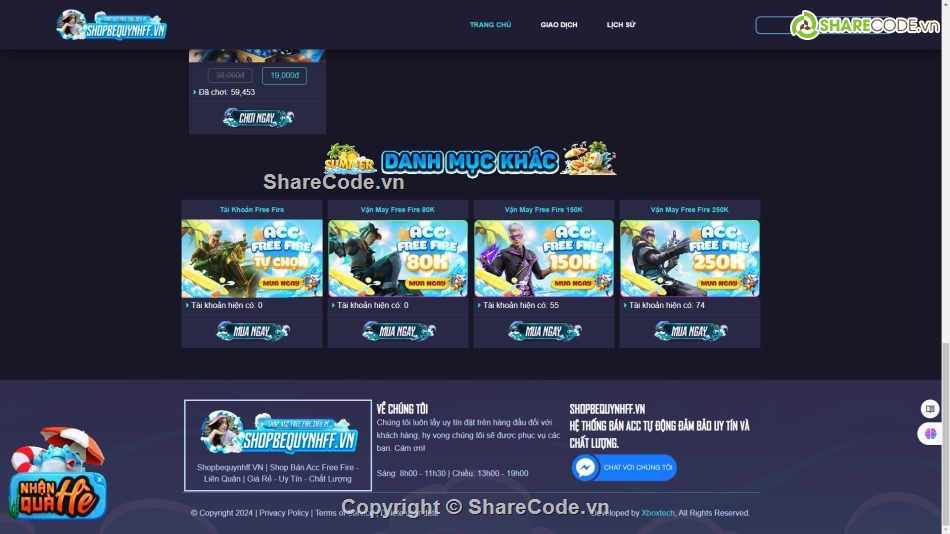 Code web,shop game,vong quay kim cuong,vong quay freefire,shop freefire,shop lien quan