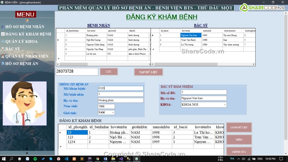 quản lý hồ sơ bệnh viện,Code quản lý bệnh án,souce code quản lý hồ sơ,C# quản lý bệnh án,quản lý hồ sơ,quản ký hồ sơ bệnh nhân