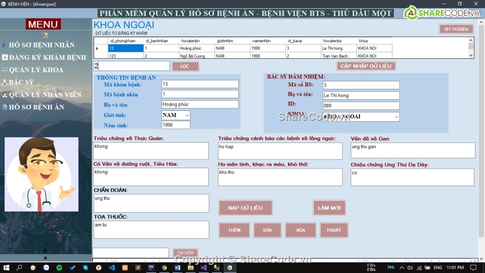 quản lý hồ sơ bệnh viện,Code quản lý bệnh án,souce code quản lý hồ sơ,C# quản lý bệnh án,quản lý hồ sơ,quản ký hồ sơ bệnh nhân