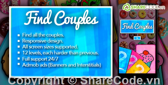 app android,game adroid,game Find couples,Find couples,Game Tìm cặp đôi,SDK Admob