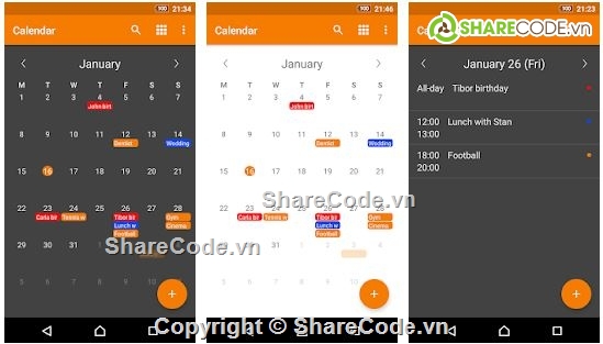 Simple Calendar,source code app android,app lịch đơn giản,app calendar