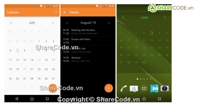 Simple Calendar,source code app android,app lịch đơn giản,app calendar