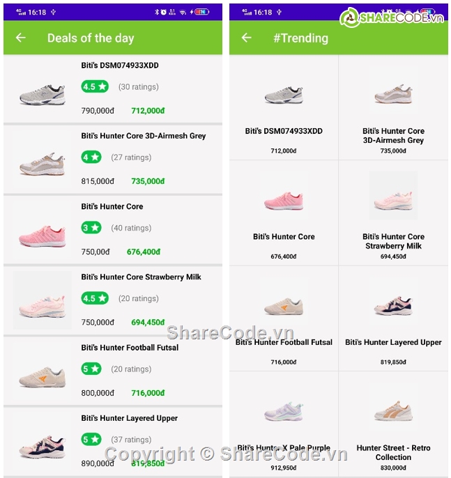 source code bán giày,firebase,sharecode android,Android java,share bán giày,shop bán giày