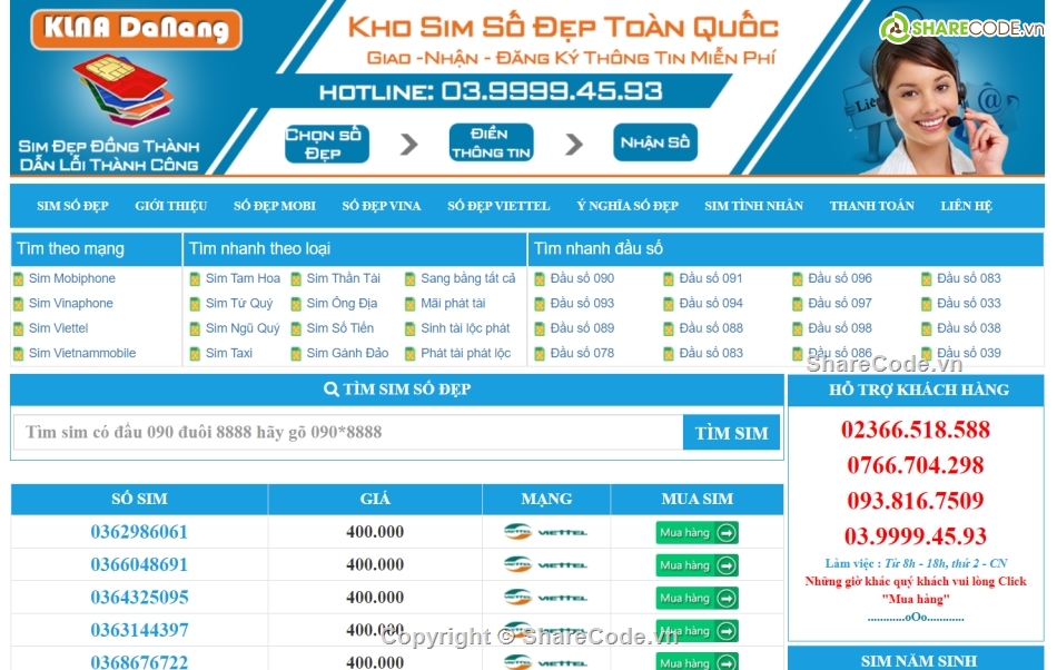 Web bán sim số đẹp,sim số đẹp,code web sim số,Code bán sim số đẹp PHP,Source Code bán sim