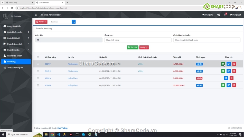 code đồ án web bán giày php vnpay,code đồ án web bán hàng mvc đẹp thanh toán online,đồ án web bán giày có admin quản lý sản phẩm