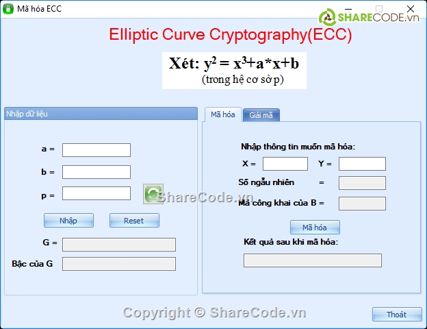 mã hóa trên đường cong Elliptic,mã hóa,giải mã,mã hóa và an toàn dữ liệu,an toàn thông tin,Bài lập lớn