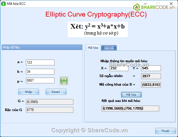 mã hóa trên đường cong Elliptic,mã hóa,giải mã,mã hóa và an toàn dữ liệu,an toàn thông tin,Bài lập lớn