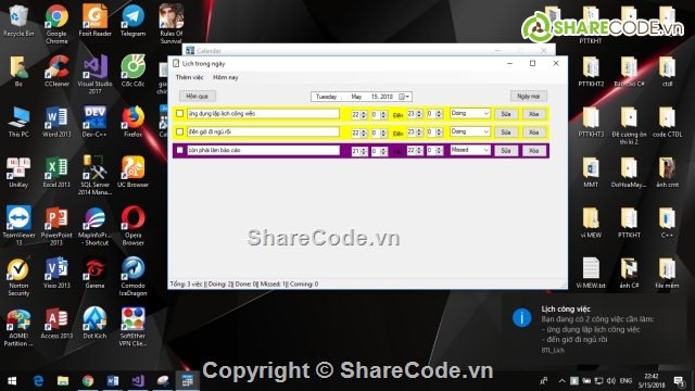 lập lịch công việc cá nhân,xây dựng ứng dụng lập lịch C#,nhắc nhở công việc C#,Lịch cá nhân C#,quản lý công việc,ứng dụng nhắc nhở C#
