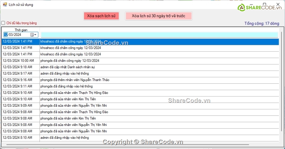 code chấm công,Source code chấm công,code chấm công nhân viên