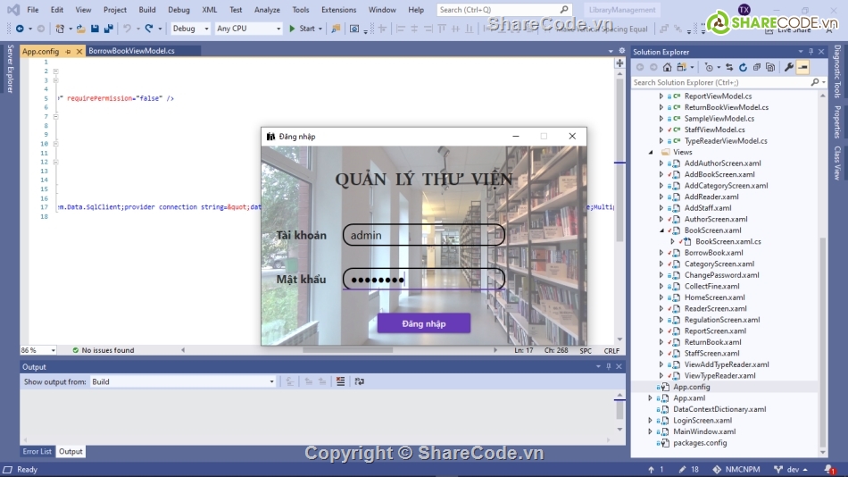 Source code QL thư viện C#,Quản lý thư viện WPF C#,library manager,Quản lý thư viện,Phần mềm quản lý