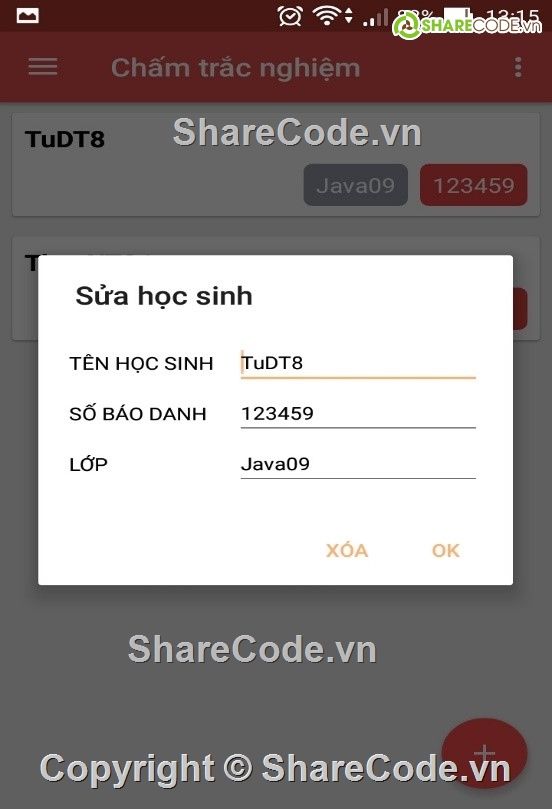 ứng dụng chấm điểm,ứng dụng chấm điểm thi trắc nghiệm,code chấm điểm trắc nghiệm,code android chấm thi,Source code chấm thi