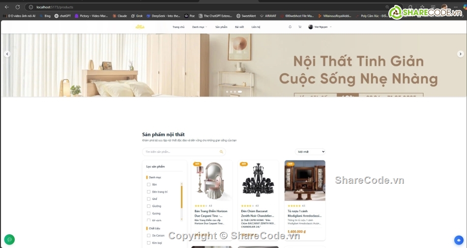 Website bán hàng,AI,Laravel,chat realtime,reactjs,Code đồ án