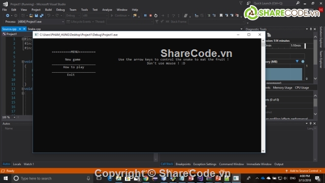 game snake,game c++,game console,game rắn săn mồi,rắn săn mồi c/c++