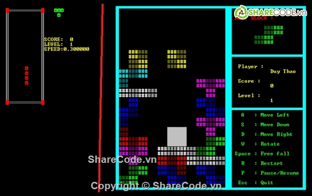 xếp gạch,code game Tetris,Tetris (Xếp gạch),Source code game,code game,báo cáo