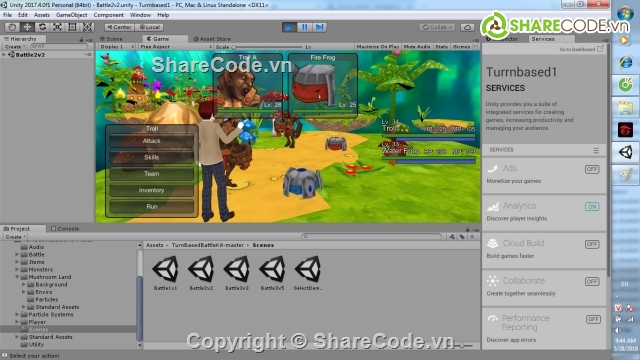 source code game unity,unity game 3d,full code báo cáo unity3d,game Turn base,Turn-Based Battle Kit