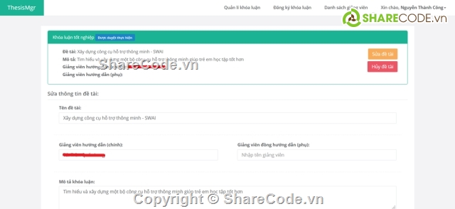 luận án tốt nghiệp,Hệ thống quản lý,khóa luận tốt nghiệp,Thesis Manager