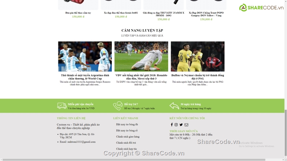 HTM web bán thể thao,Giao diện web bán thể thao,template shop thể thao