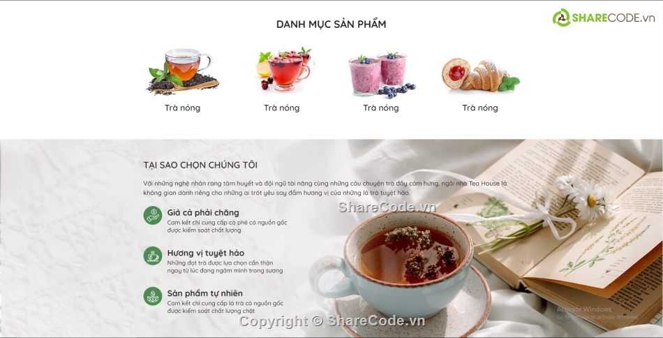 html css giao diện bán trà hoa quả,giao diện teahouse,code web bán trà hoa quả