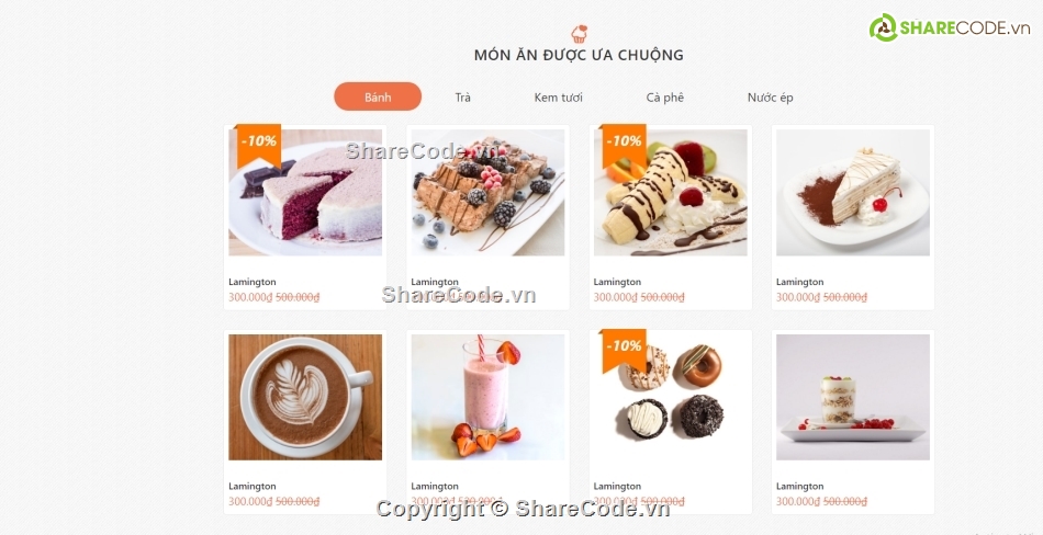 coffeehouse,Source code giao diện bánh kem và thức uống,html css giao diện cake & drink,bootstrap shop coffee