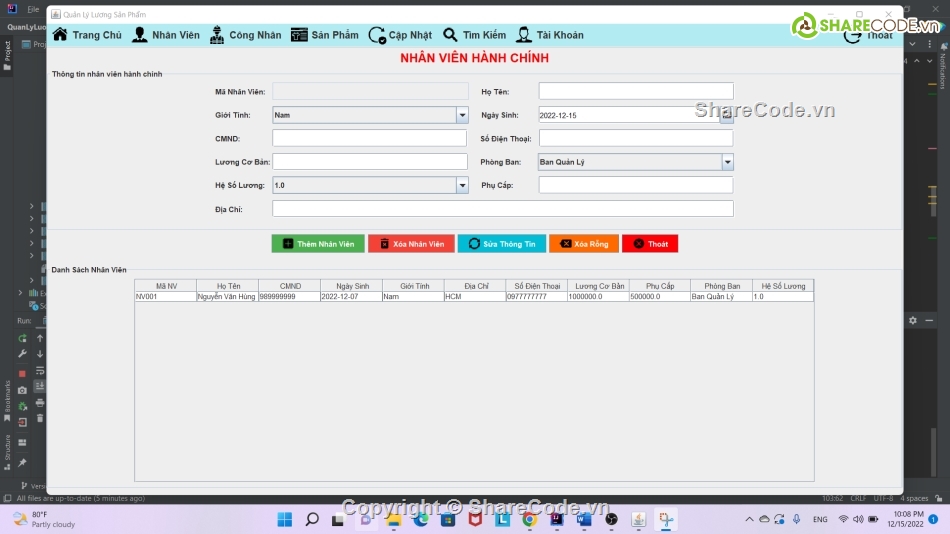 Ứng dụng quản lý lương,quản lý lương java,Phân công chấm công,Code java Lương nhân viên