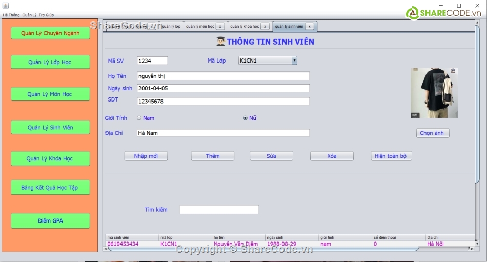 Source code Java Swing,Share code Java,java swing,java swi,quản lý sinh vien,quản lý sinh vien javaswing