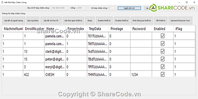 chấm công,hệ thống chấm công,C#,máy chấm công,kết nối máy chấm công,đồ án