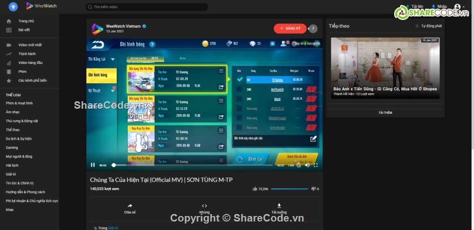 code chia sẻ video,Full code chia sẻ video,web chia sẻ video,share code video,website chia sẻ video,mạng chia sẻ video