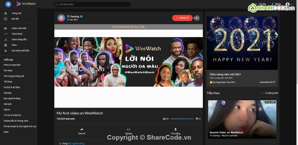 code chia sẻ video,Full code chia sẻ video,web chia sẻ video,share code video,website chia sẻ video,mạng chia sẻ video