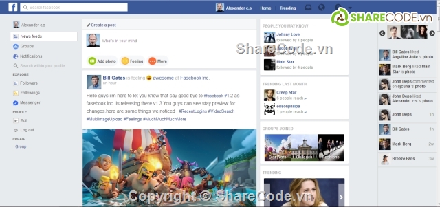 facebook,clone,mạng xã hội,giống facebook,code mạng xã hội,facebook group