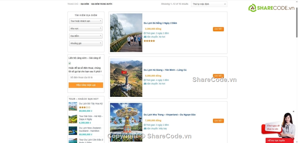 Website du lịch,Web dịch vụ,tối ưu,chuẩn seo