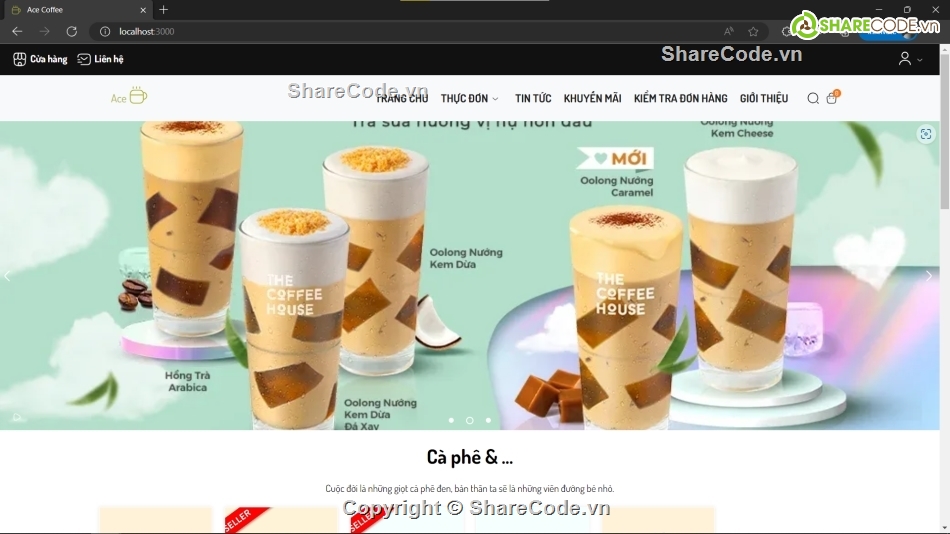 Source code web cafe,Code web bán cafe,website bán hàng cafe NodeJs,Source code NodeJs,code NodeJs cà phê