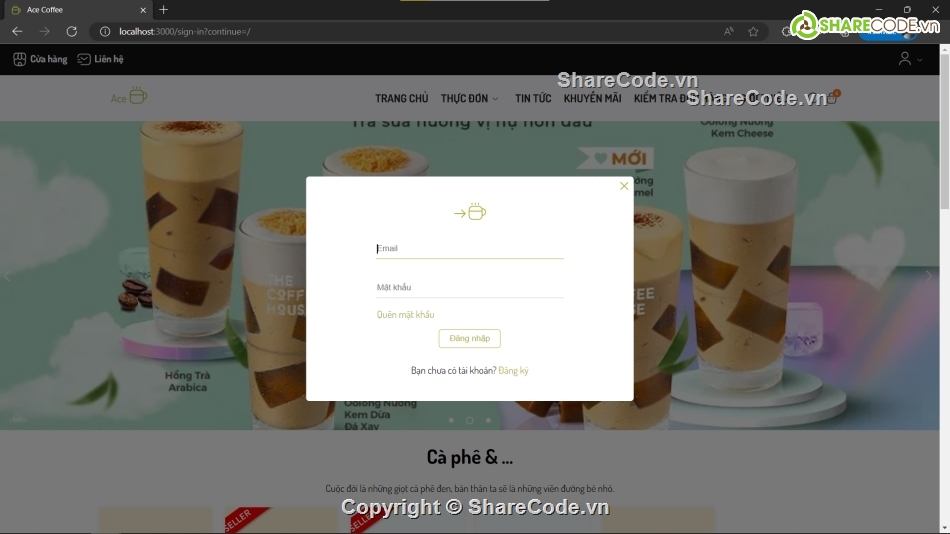 Source code web cafe,Code web bán cafe,website bán hàng cafe NodeJs,Source code NodeJs,code NodeJs cà phê