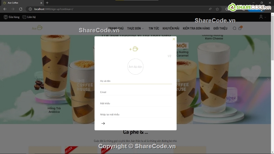 Source code web cafe,Code web bán cafe,website bán hàng cafe NodeJs,Source code NodeJs,code NodeJs cà phê