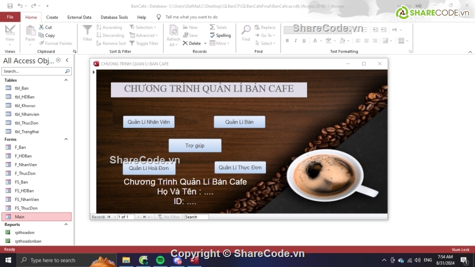 Code quản lý,phần mềm bán cafe,quản lý cafe,full,Code phần mềm quản lý