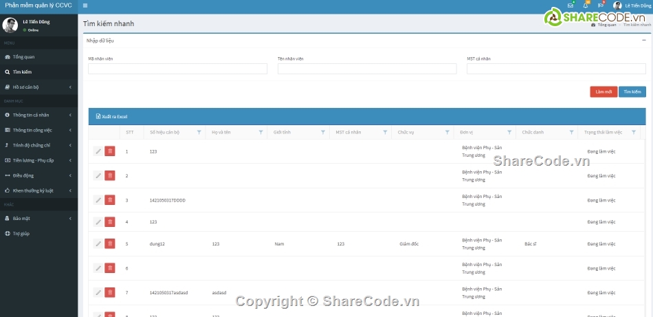 quản lý cán bộ,quản lý cán bộ công chức,Code quản lý cán bộ