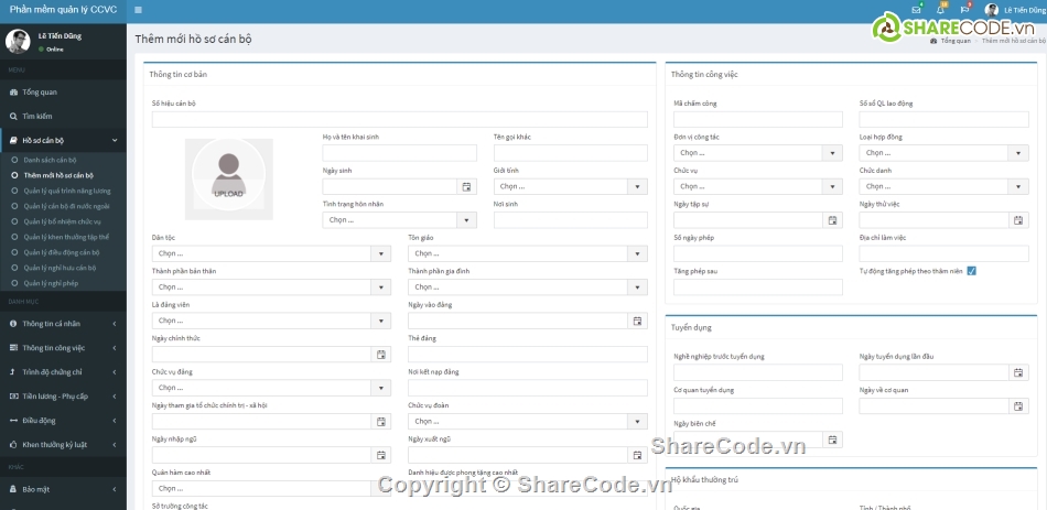 quản lý cán bộ,quản lý cán bộ công chức,Code quản lý cán bộ