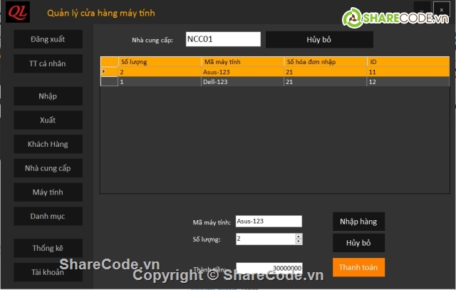 Sql server,Winform,Computer store management,quản lý máy tính,quản lý bán hàng,quản lý cửa hàng