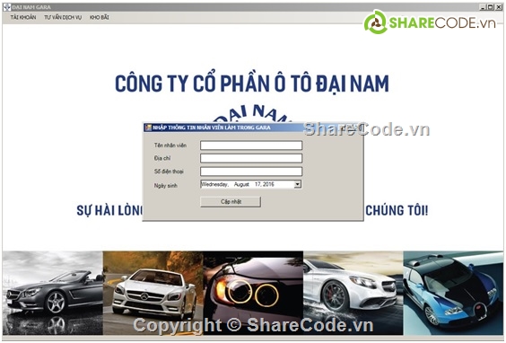 quan ly gara,phan mem quan ly,quản lý ô tô,code quản lý cửa hàng