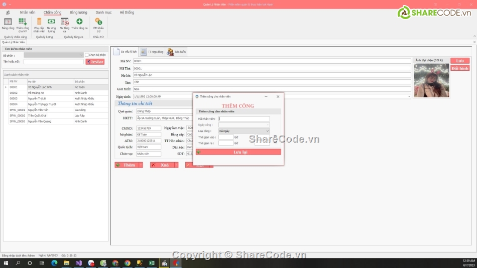 code quản lý nhân sự,phần mềm quản lý,quản lý nhân sự