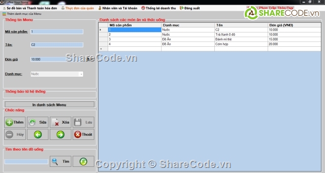 Phần mềm quản lý,quản lý quán cà phê,quản lý cafe,quản lý quán coffe,quan ly coffee,phan mem quan cafe