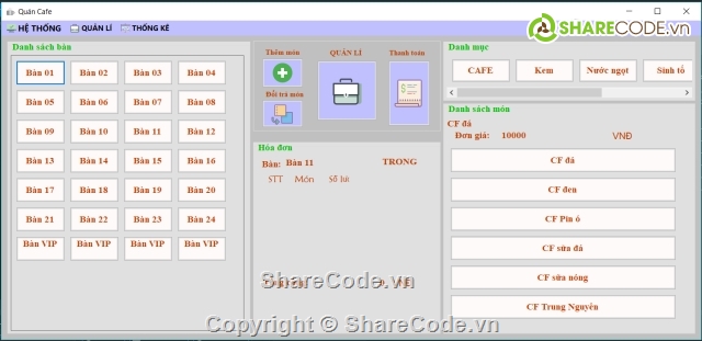 code quản lý cafe 3 lớp full báo cáo,source code quản lý cafe,phan mem quan cafe,Báo cáo đồ án,Code quản lý,quản lý cafe