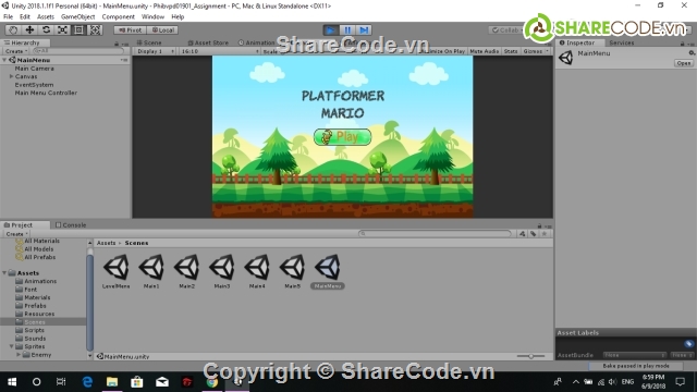 source code unity,Code game 2d,game unity 2d,Demo game 2D,Lập trình game 2D,Platformer Mario